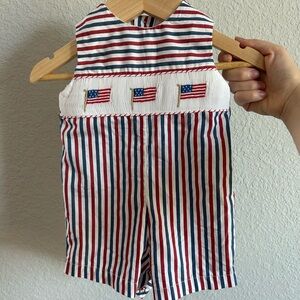 Edgehill Collection patriotic USA smocked one-piece romper 3M